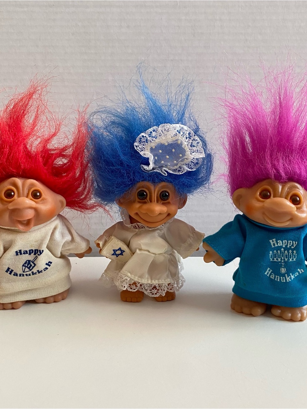 Vintage Russ Berrie DAM Troll Dolls Jewish Bat Mitzvah & Hanukkah | Set Of 3